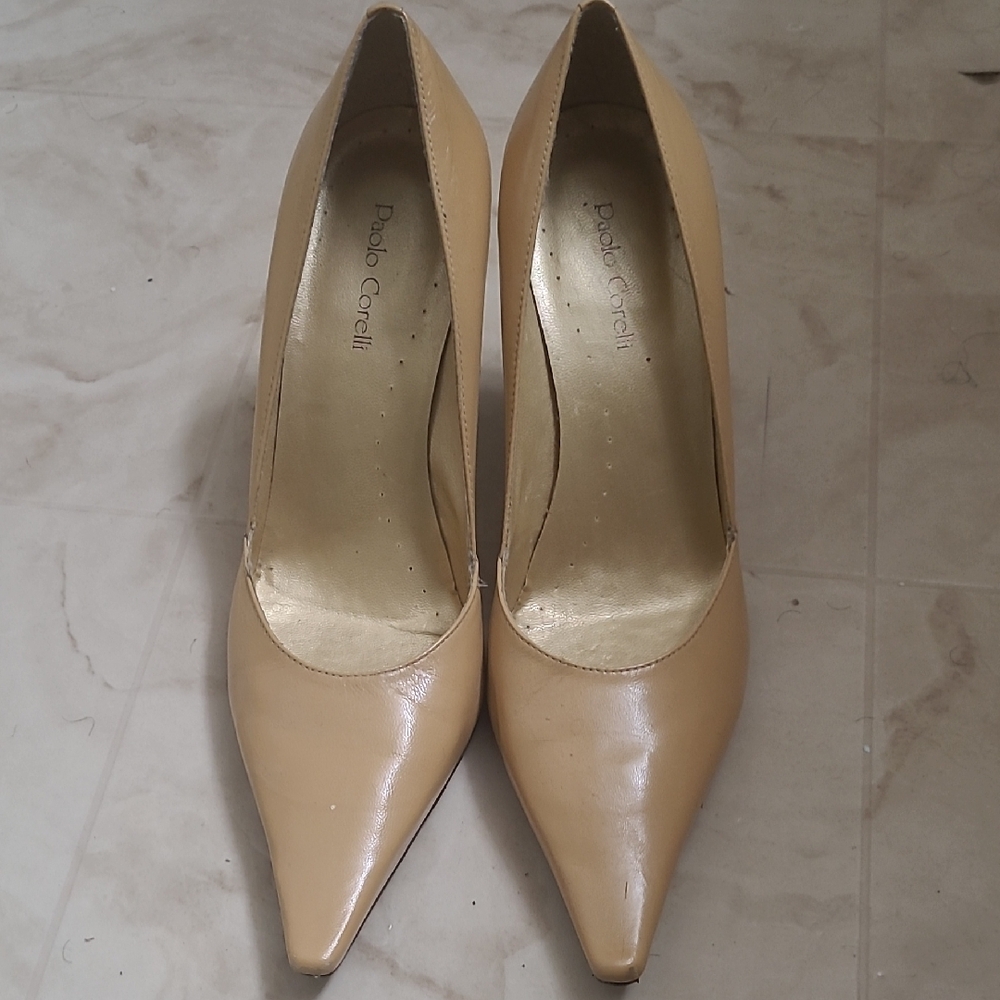 Women's Cream Pointed Toe Heels